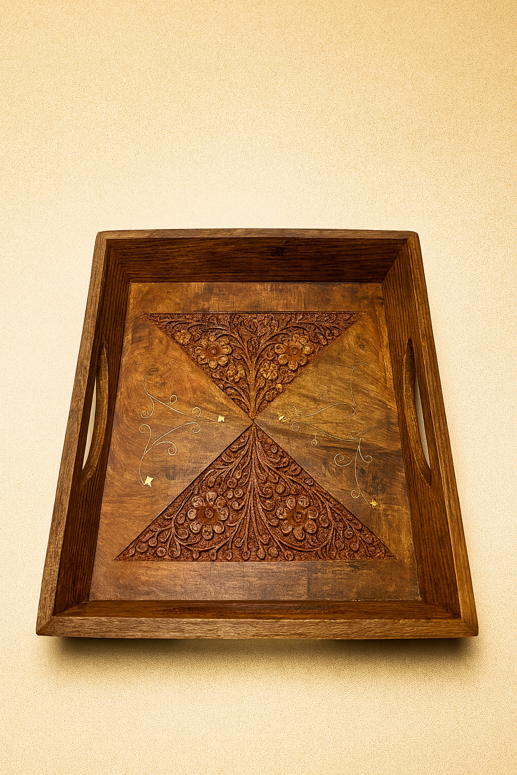 Handcrafted Wooden Serving Tray Set – 3 Pieces