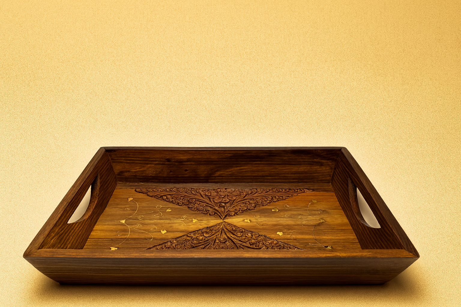 Handcrafted Wooden Serving Tray Set – 3 Pieces
