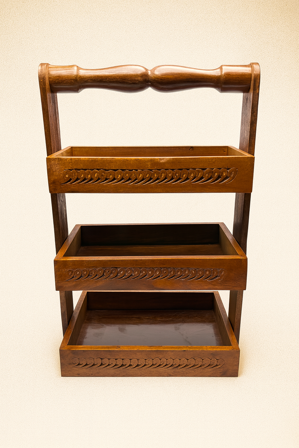 Handcrafted Wooden 3-Tier Storage Rack
