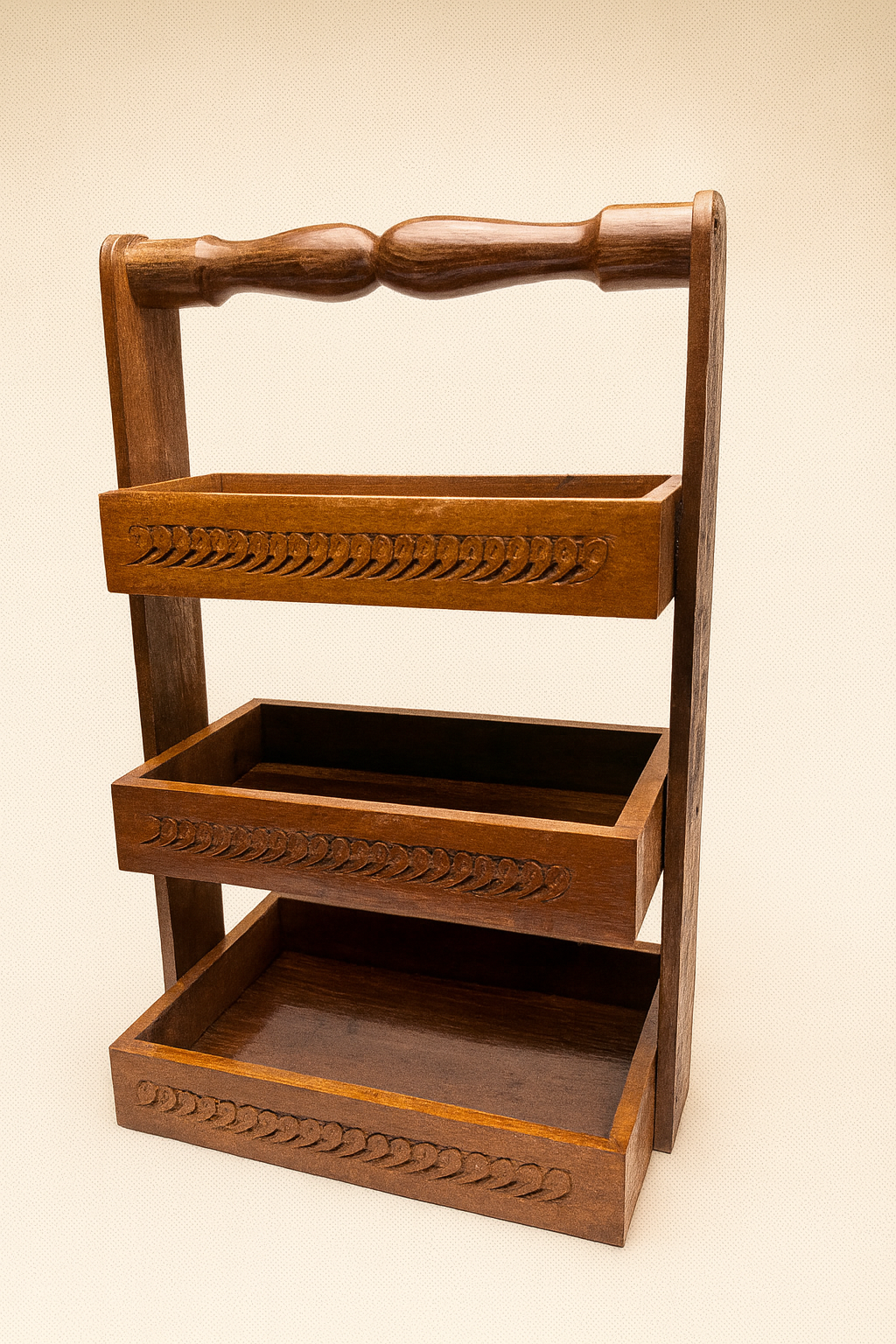 Handcrafted Wooden 3-Tier Storage Rack