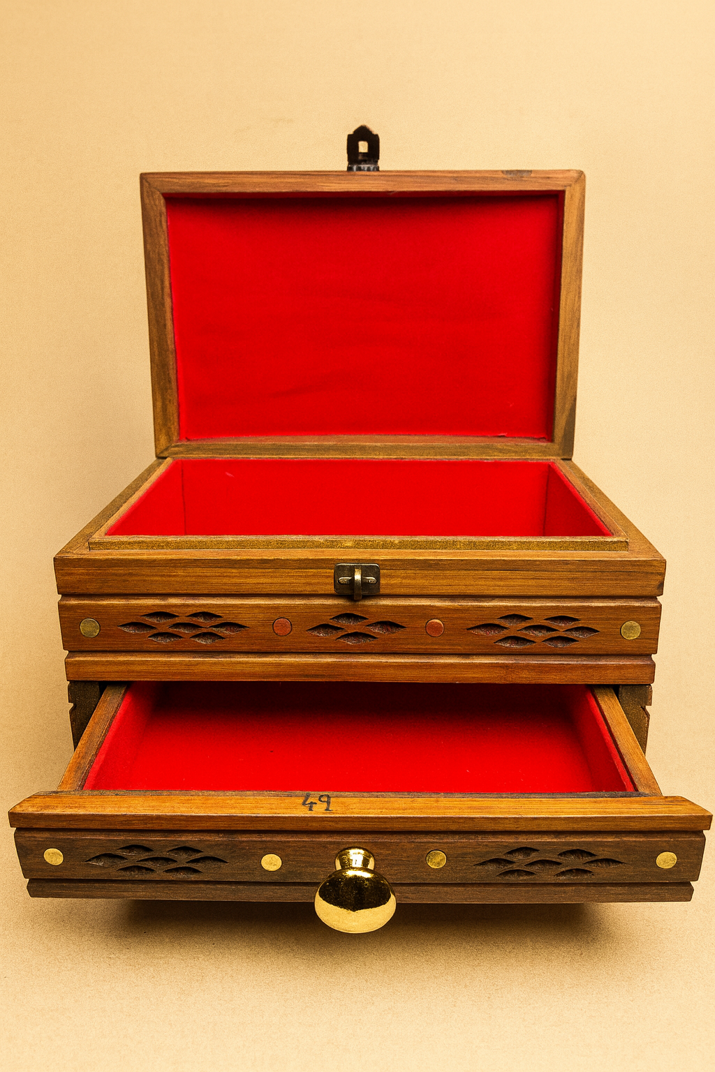Handcrafted Wooden Jewelry Box – Two-Tier