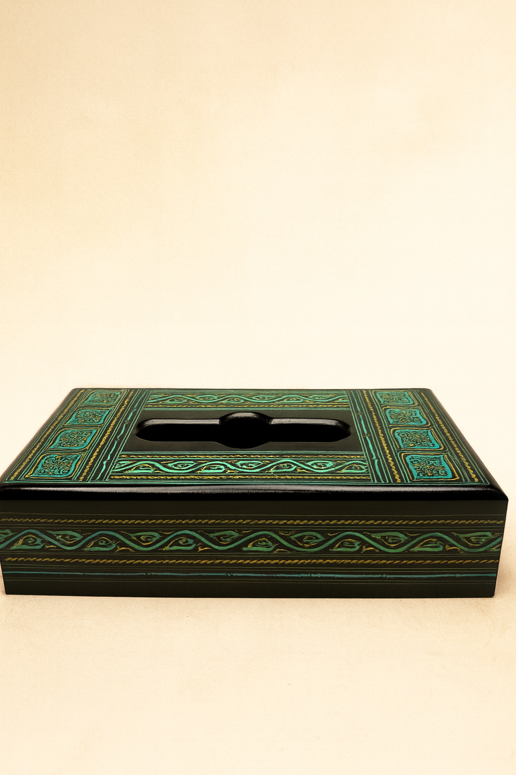 Royal Hand-Painted Wooden Tissue Box Cover