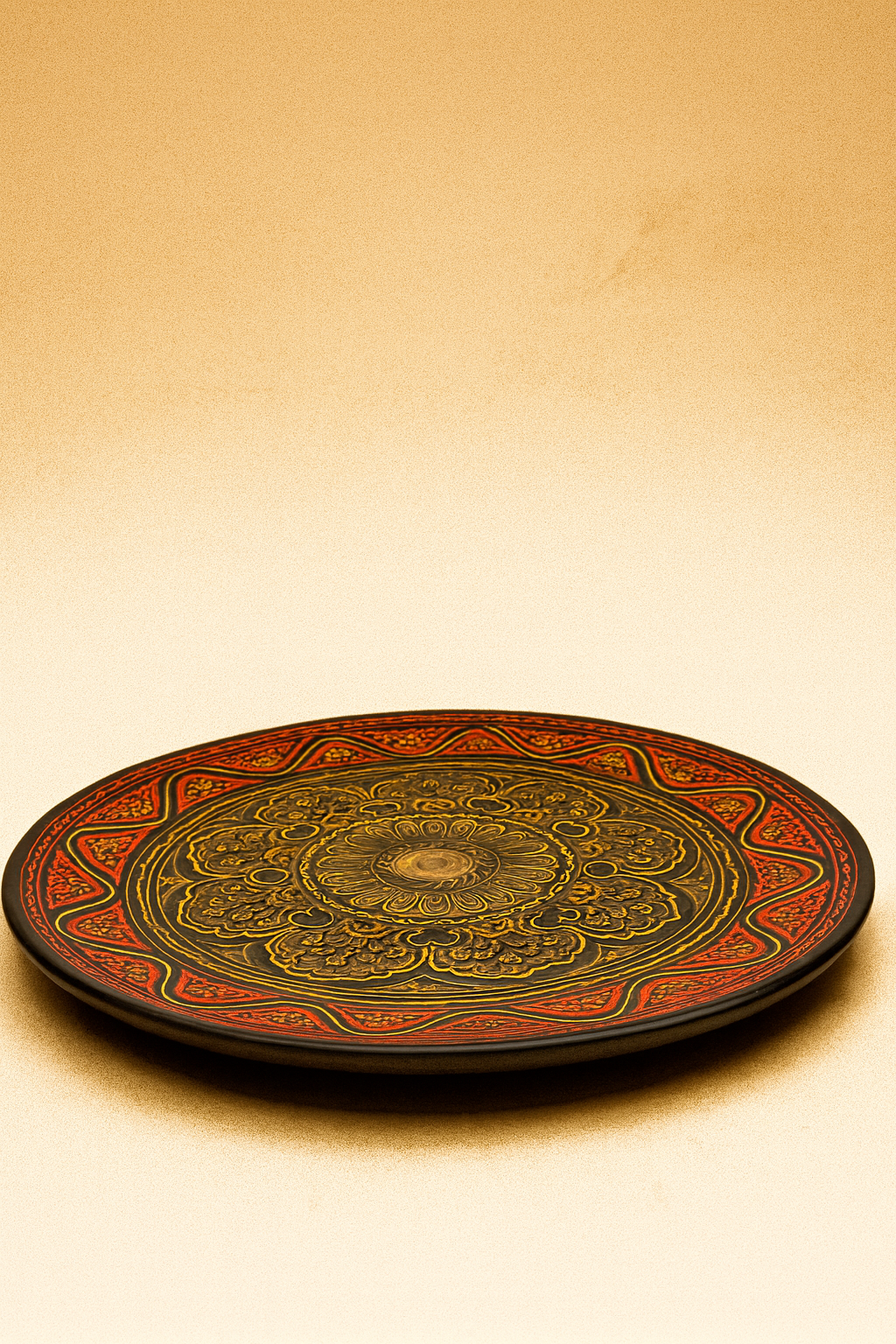Hand-Painted Mandala Wooden Plate