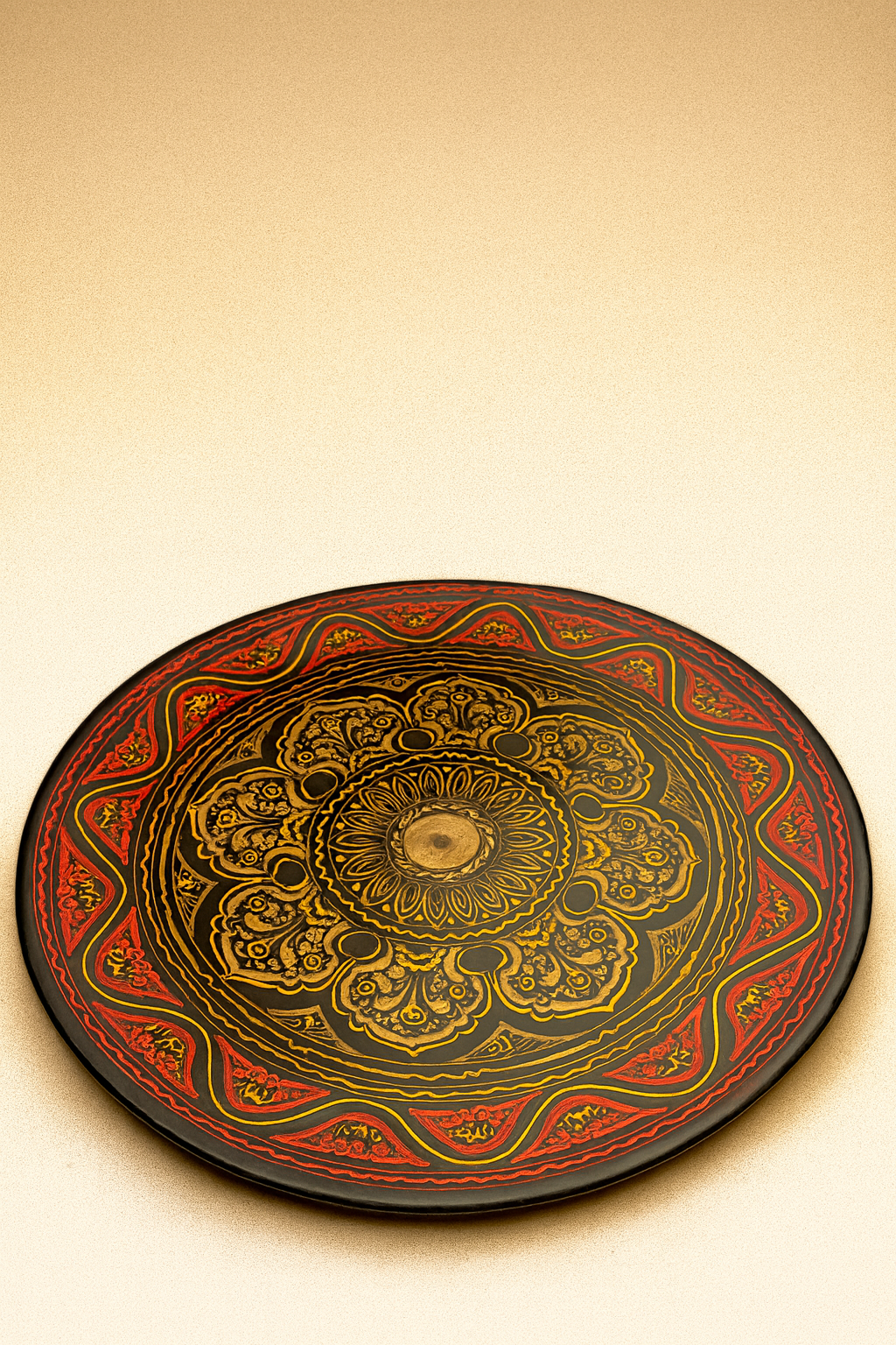 Hand-Painted Mandala Wooden Plate