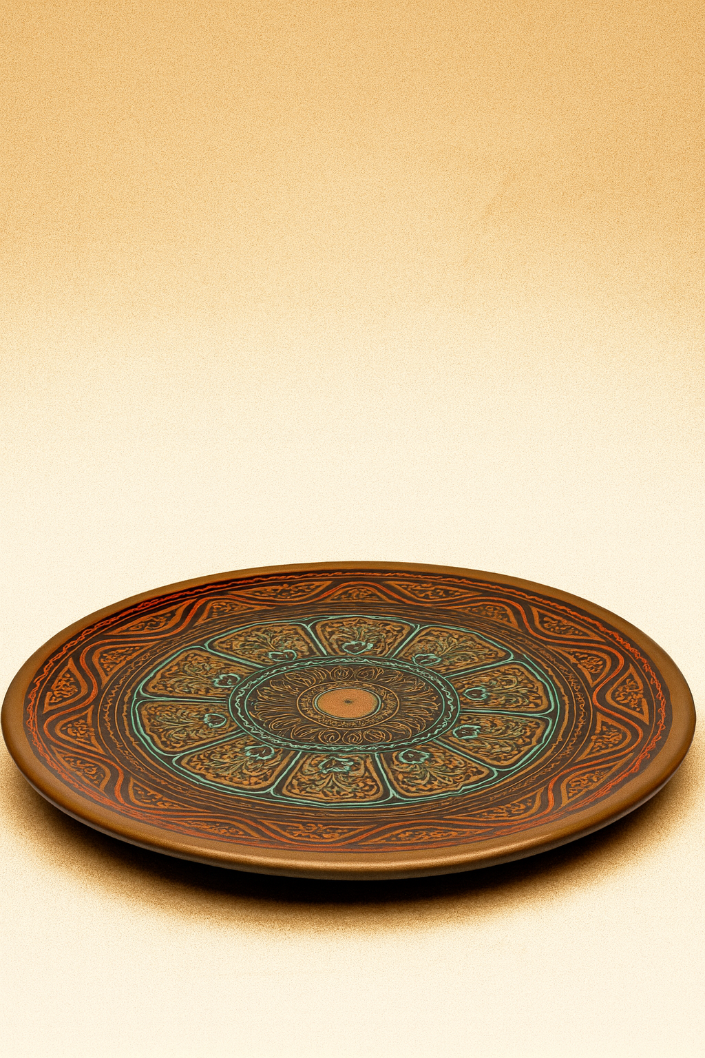 Hand-Painted Mandala Wooden Plate