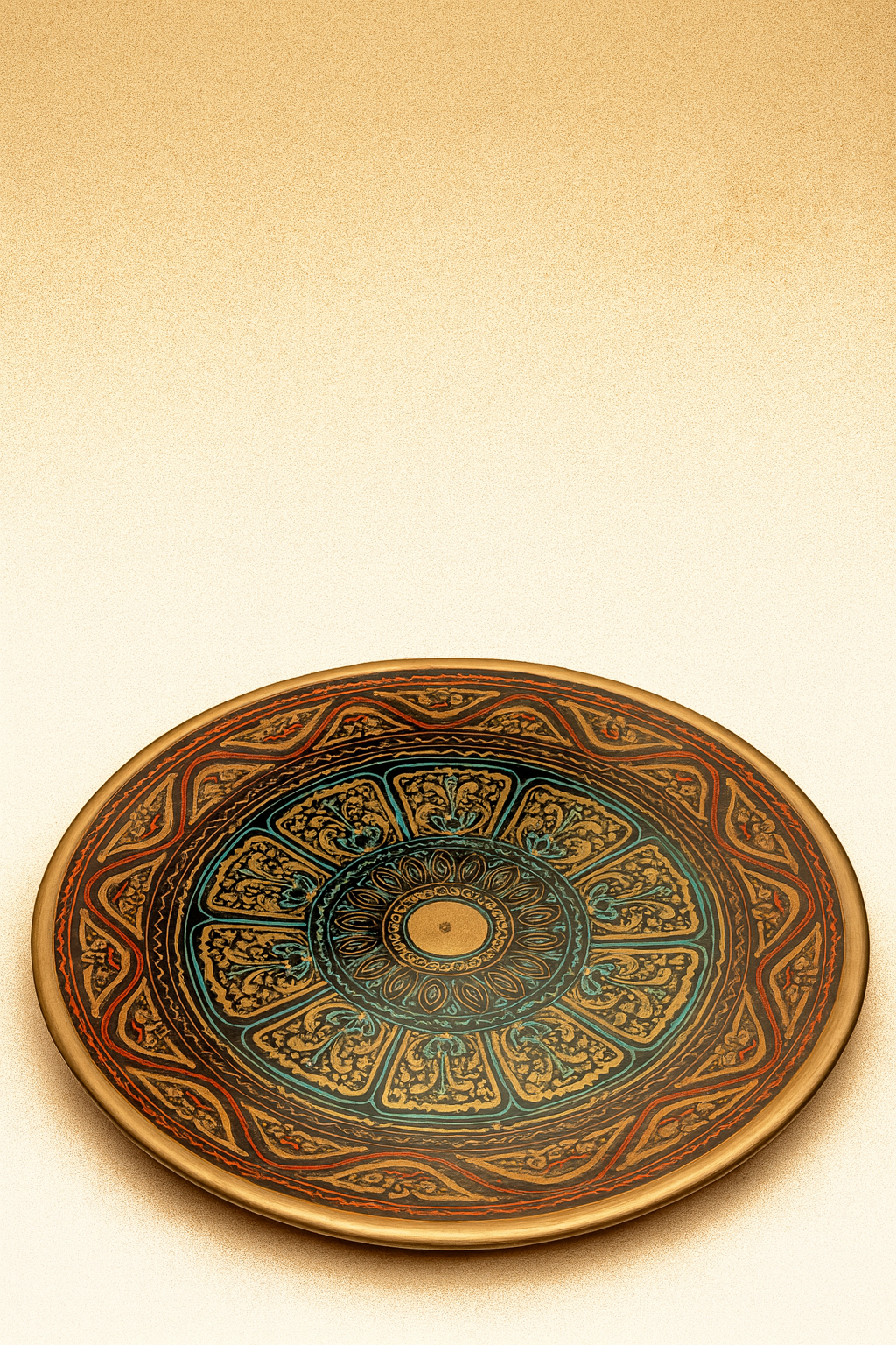 Hand-Painted Mandala Wooden Plate