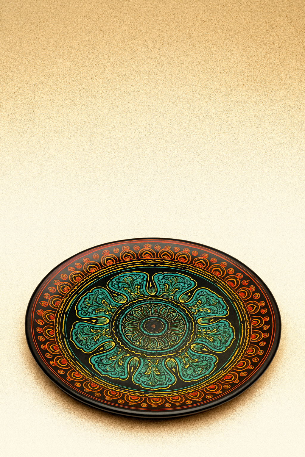Hand-Painted Mandala Wooden Plate