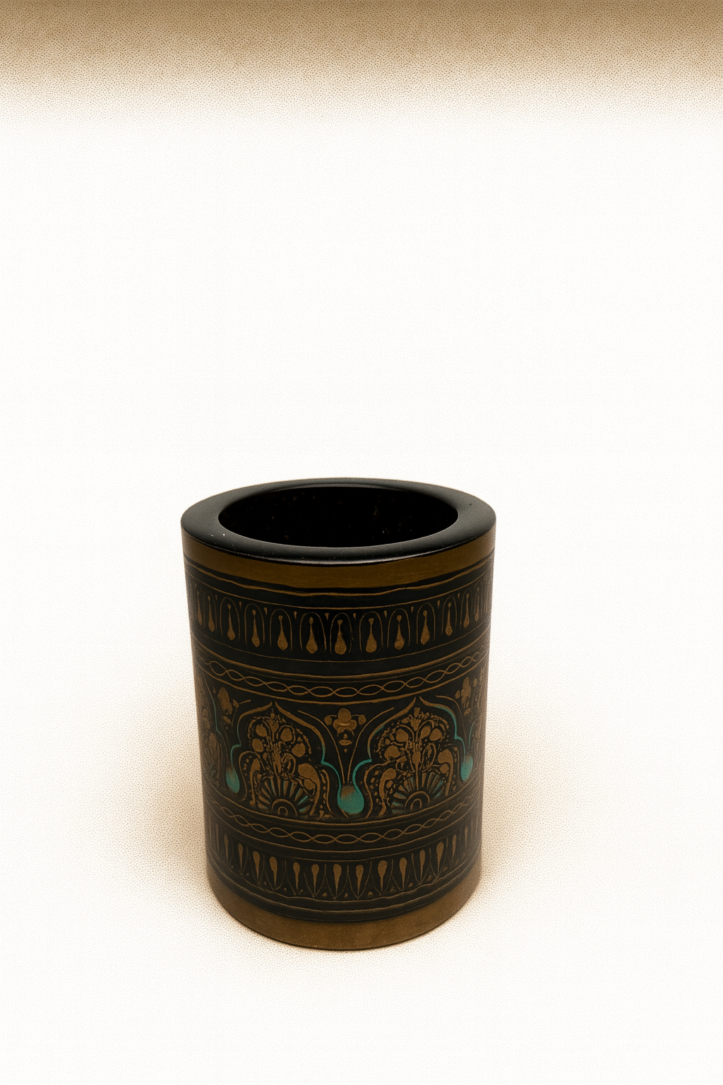 Hand-Painted Cylindrical WoodenPen Holder