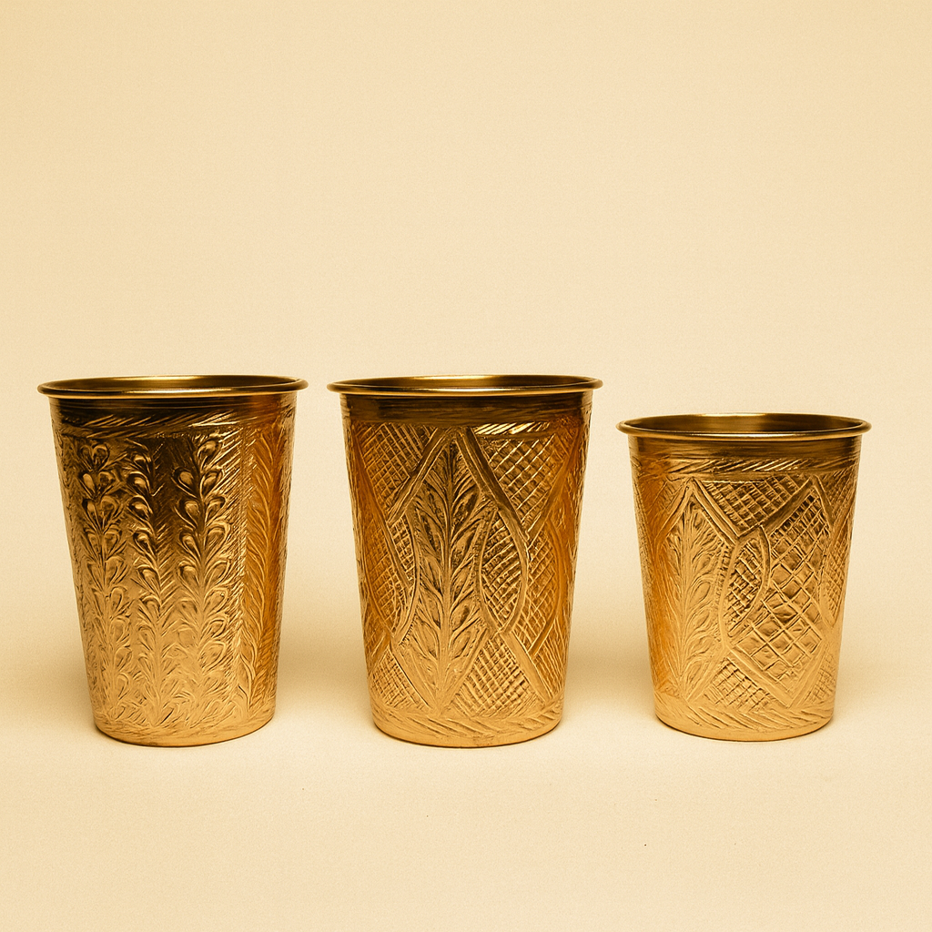 Hand-Engraved Copper Tumbler Trio (1 pc)