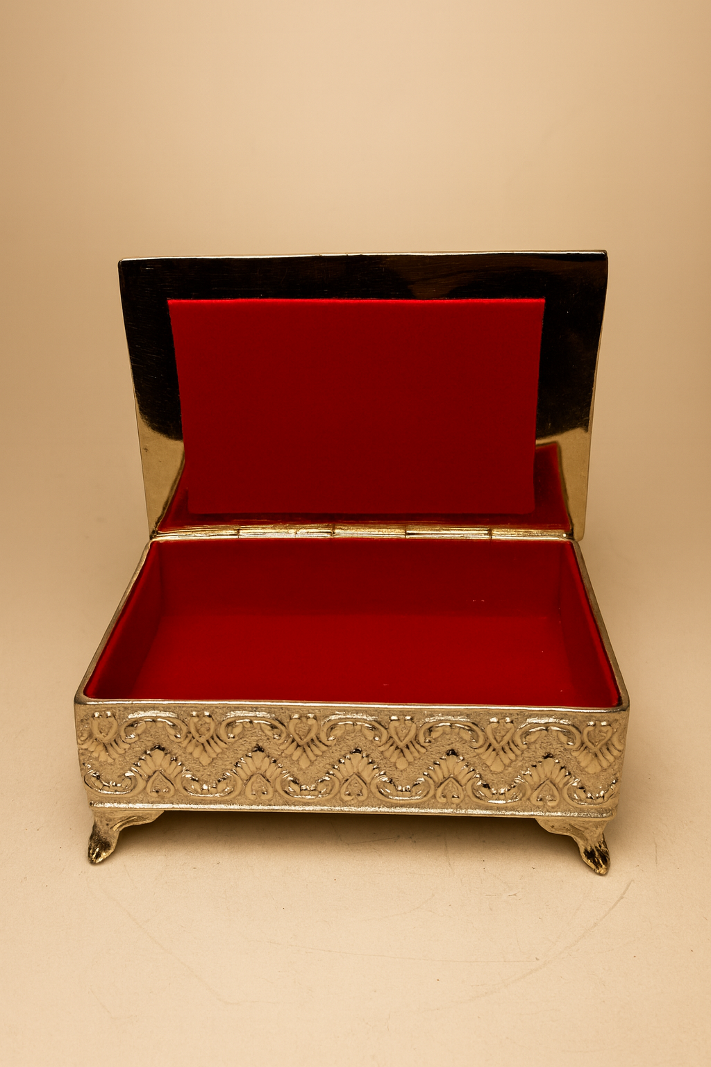 Regal Brass Velvet-Lined Keepsake Box
