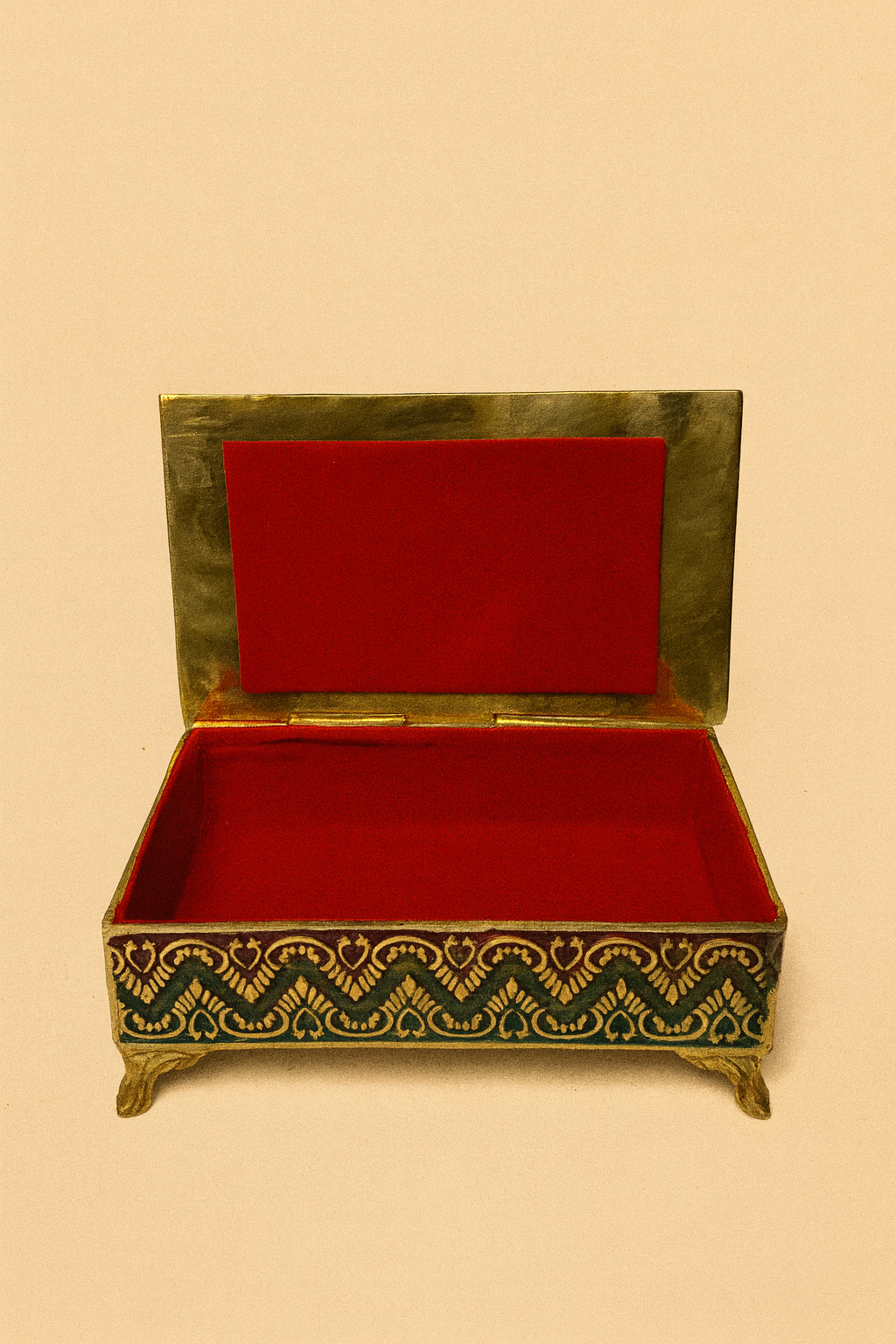 Regal Brass Velvet-Lined Keepsake Box