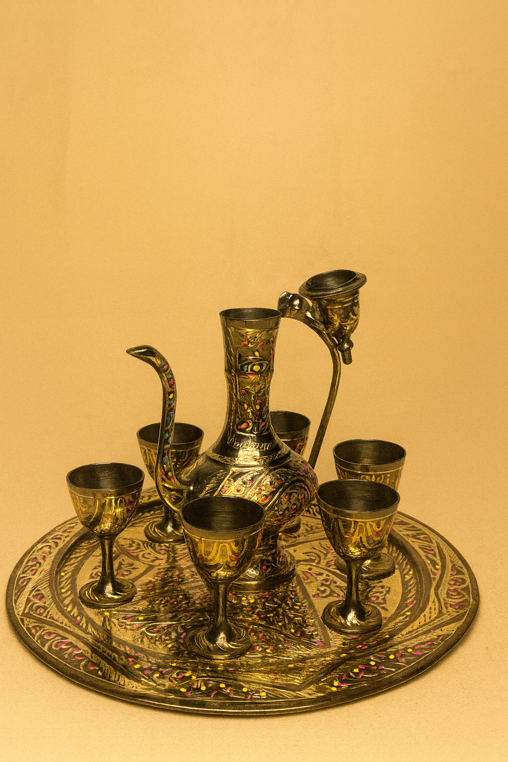 Regal Mughal Brass Serving Set Kavea Set