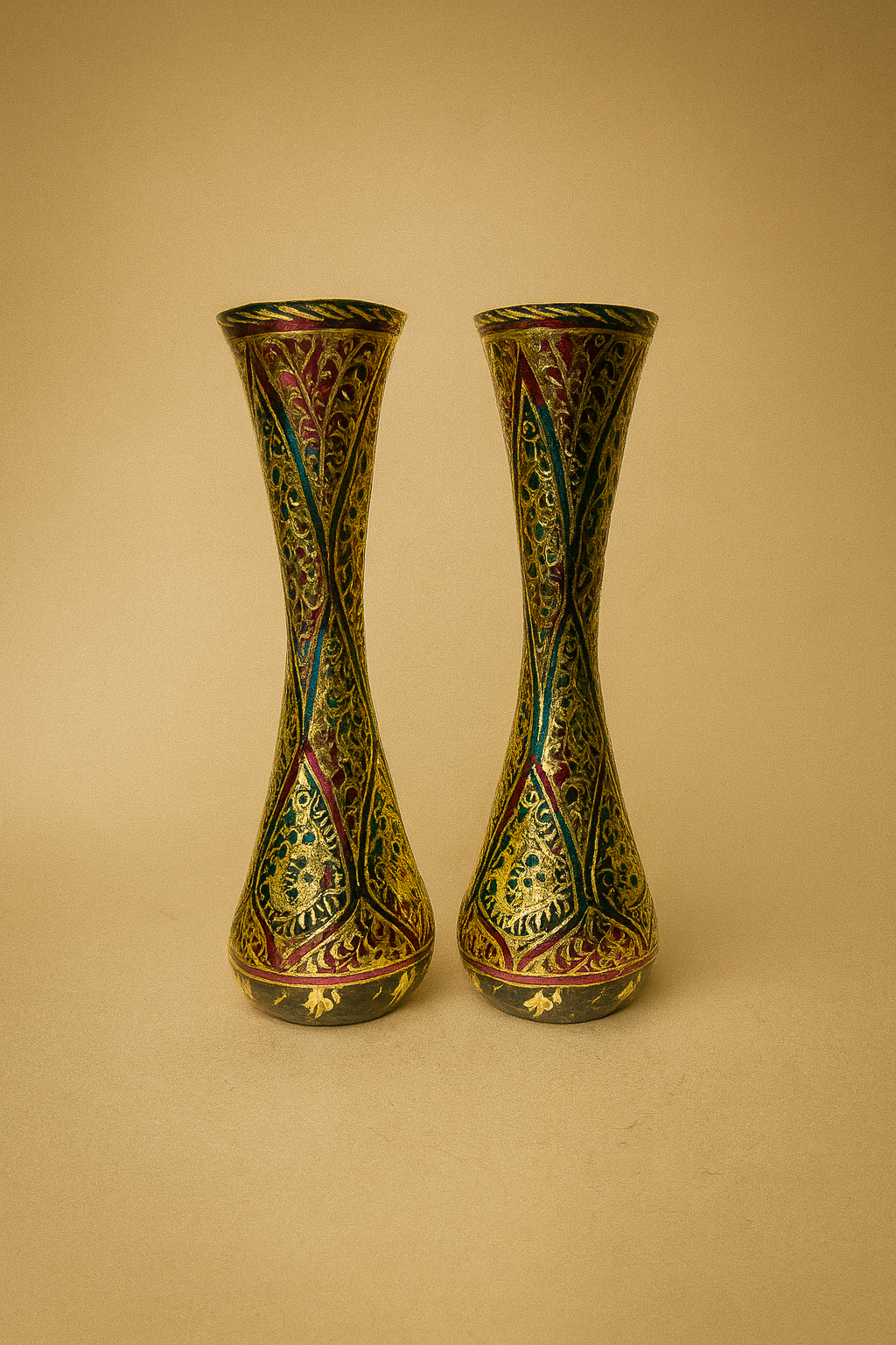 Ethnic Brass Vase Pair