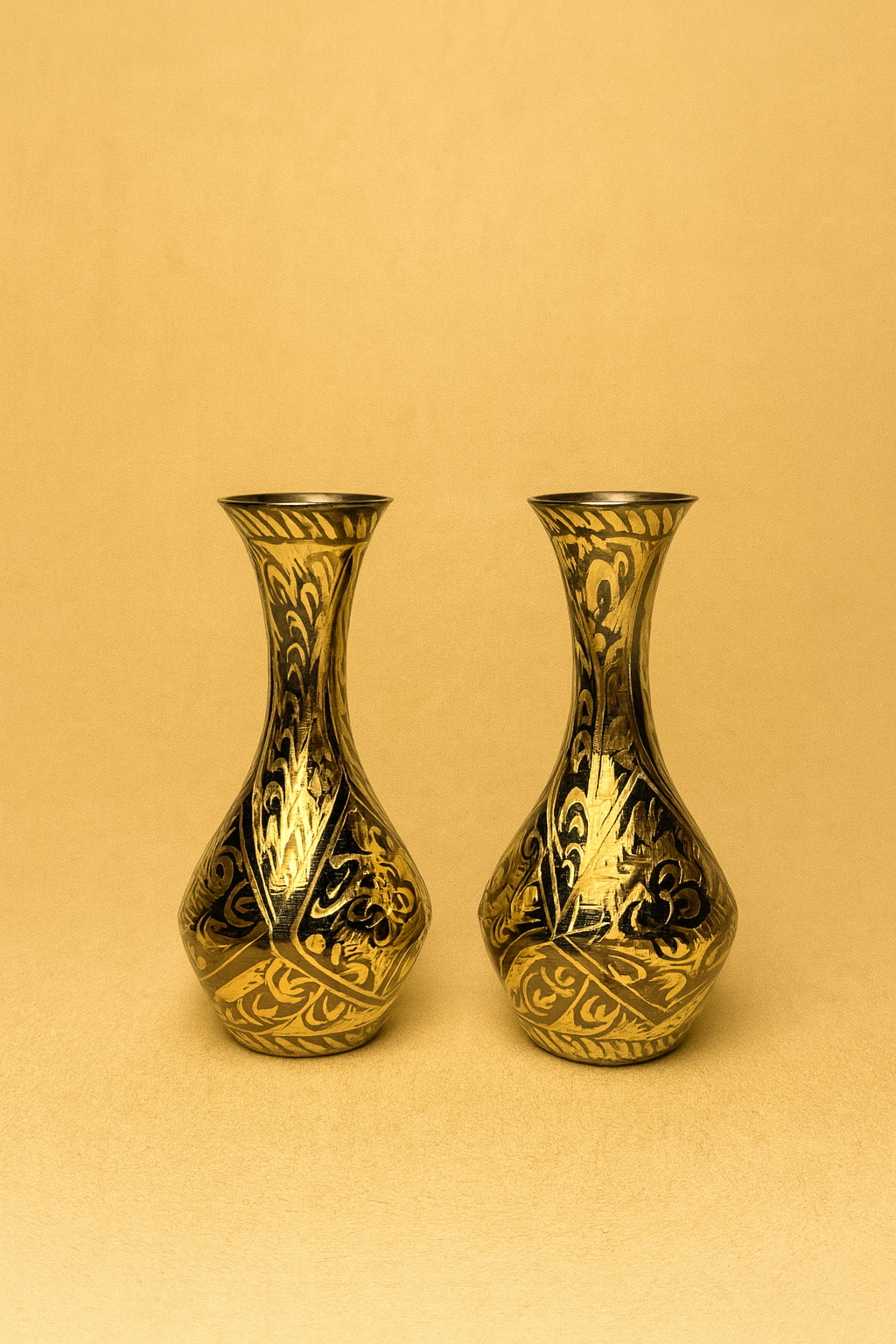 Ethnic Brass Vase Pair