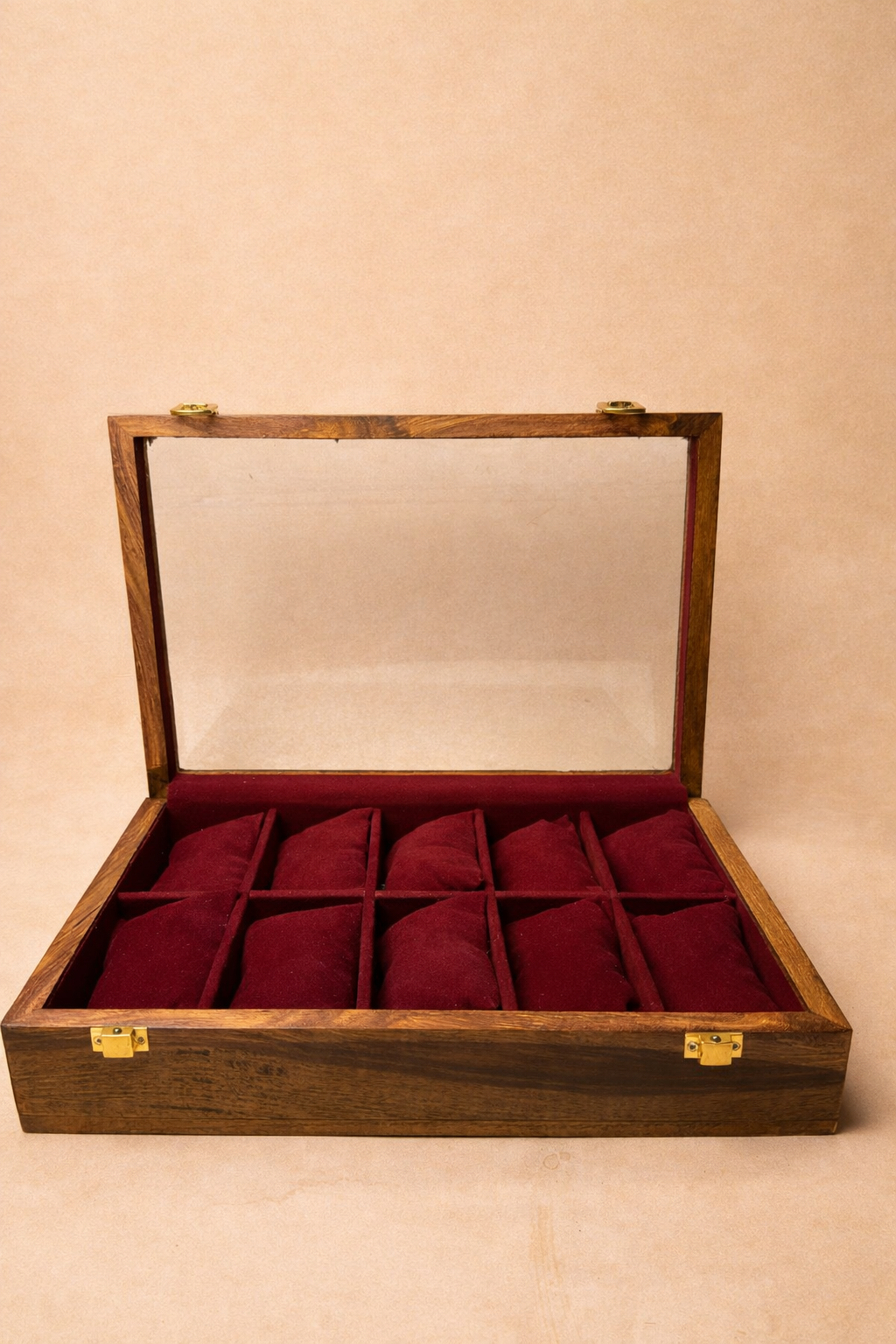 Handcrafted 10-5 Slot Wooden Watch & Accessory Display Case