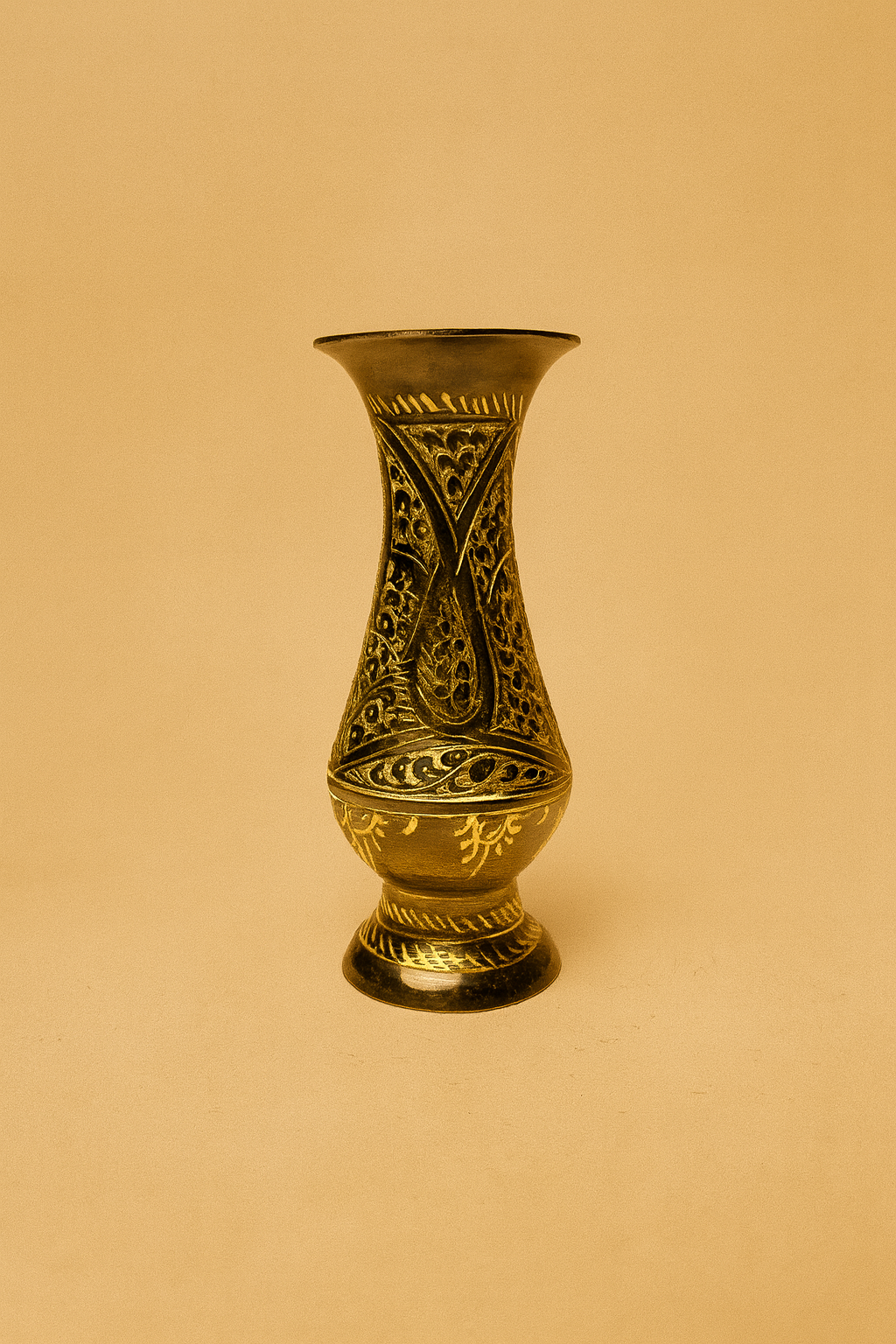 Ornate Brass Floral Vase Pair