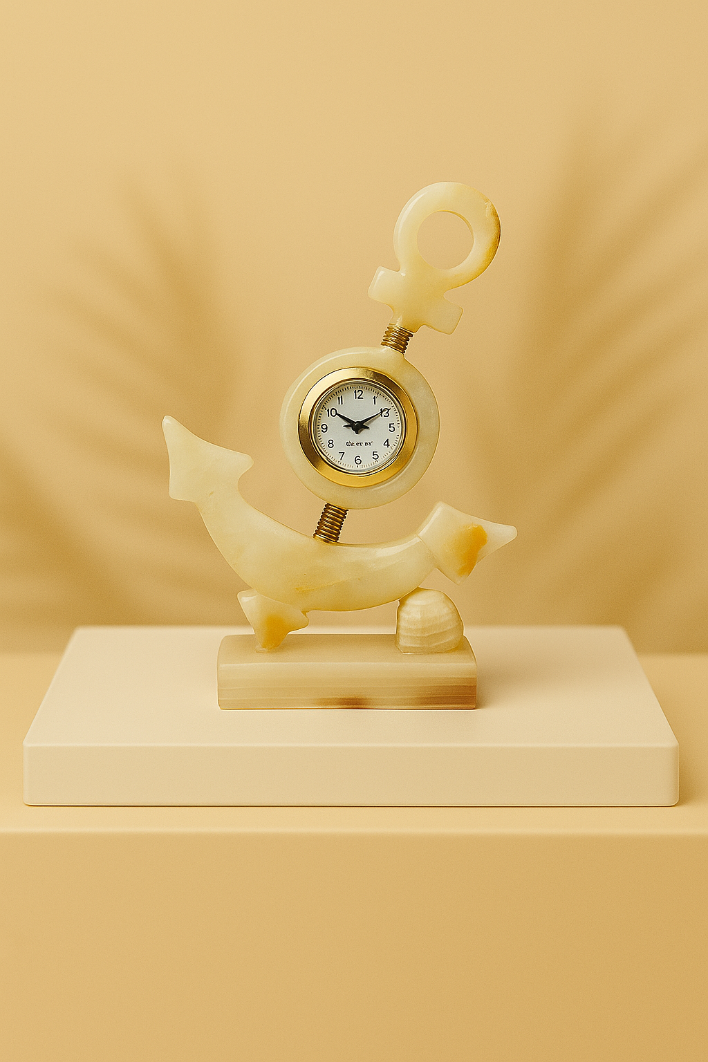 Golden Anchor Desk Clock – Marble Finish