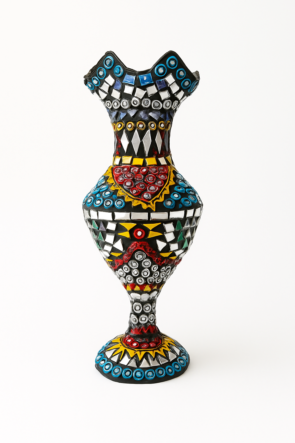 Handcrafted Mosaic Glass Vase – Multicolor Art Piece 2 pc