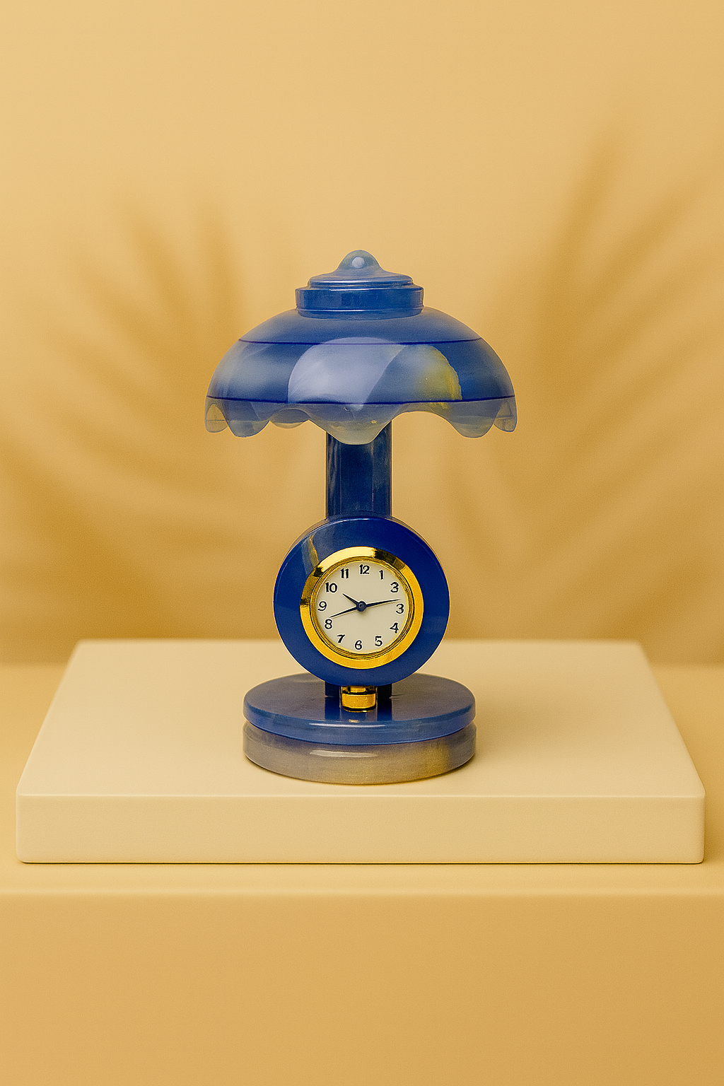 Victorian-Style Pink Onyx Timepiece Lamp