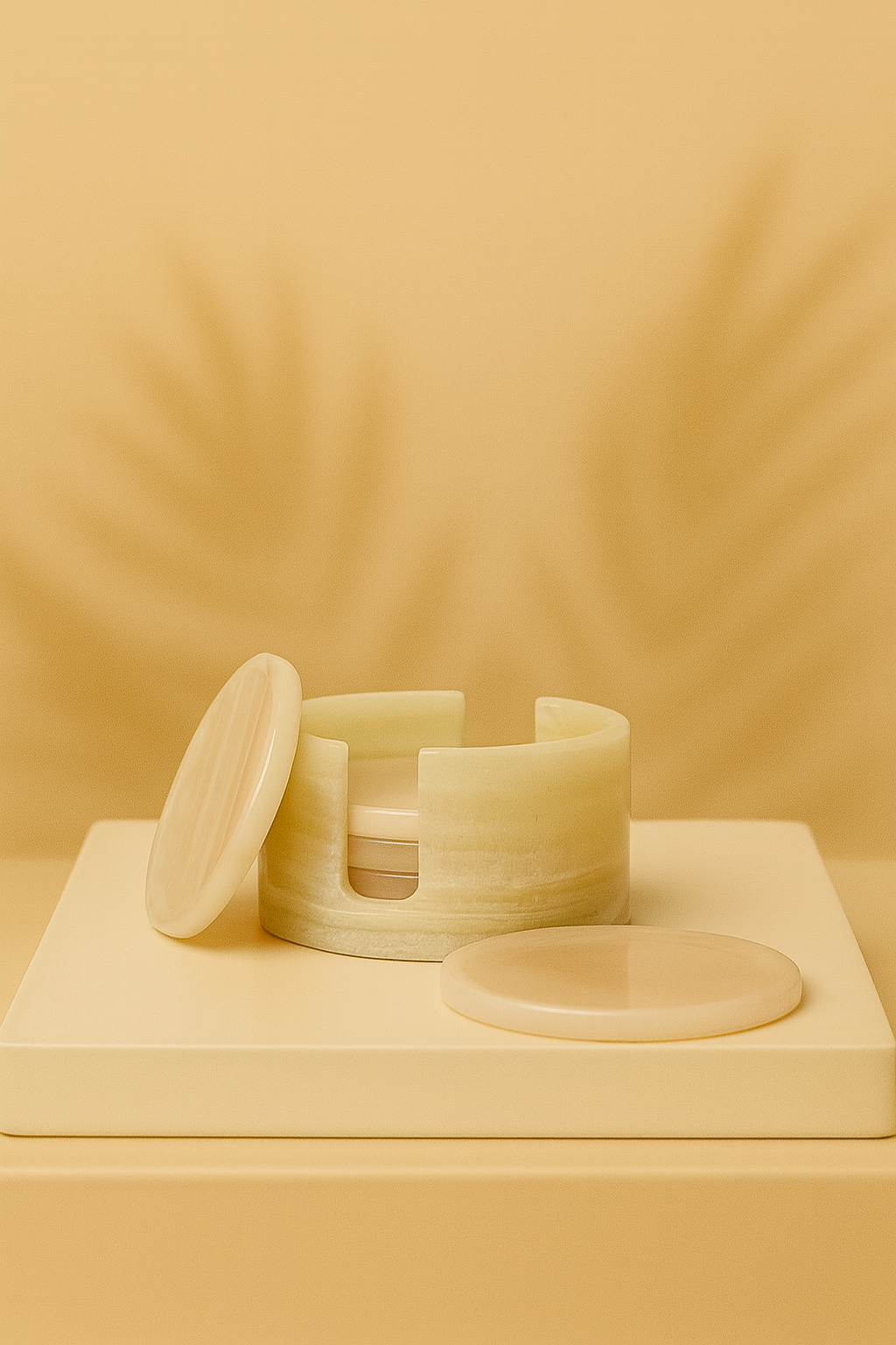 Marble Coaster Set with Holder – 6 Pieces