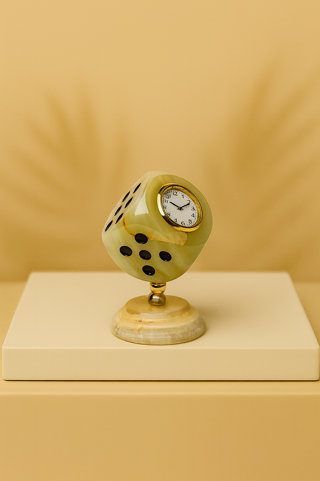 Onyx Dice Desk Clock – Natural Green