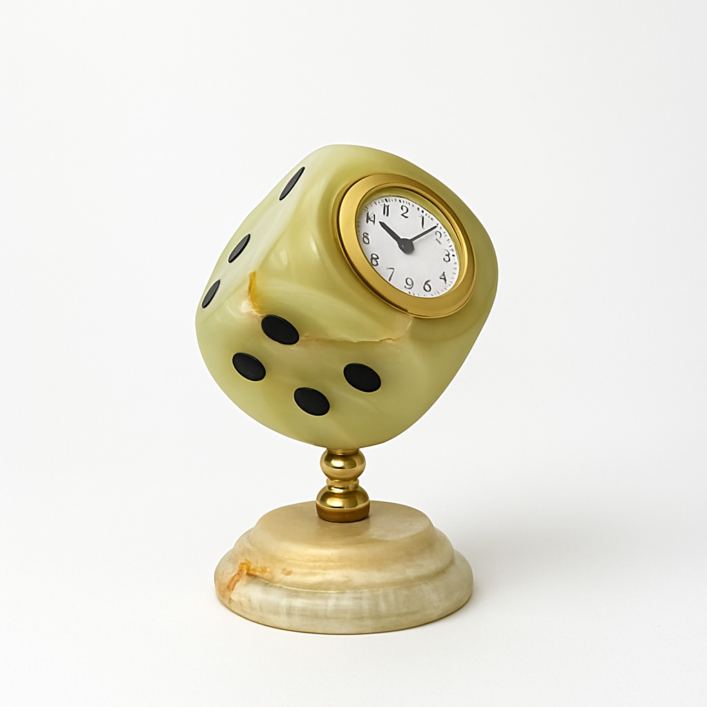 Onyx Dice Desk Clock – Natural Green