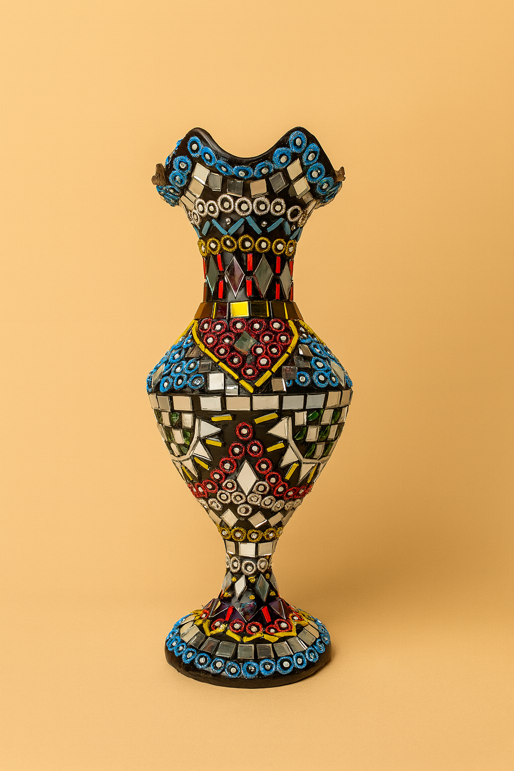 Handcrafted Mosaic Glass Vase – Multicolor Art Piece 2 pc
