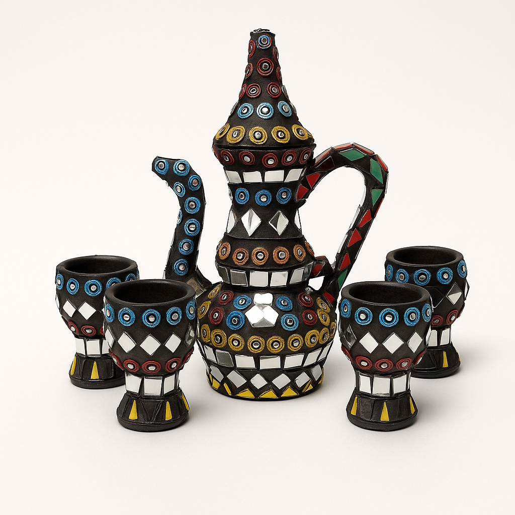 Mosaic Glass Tea Set – Handcrafted 6-Piece Elegance