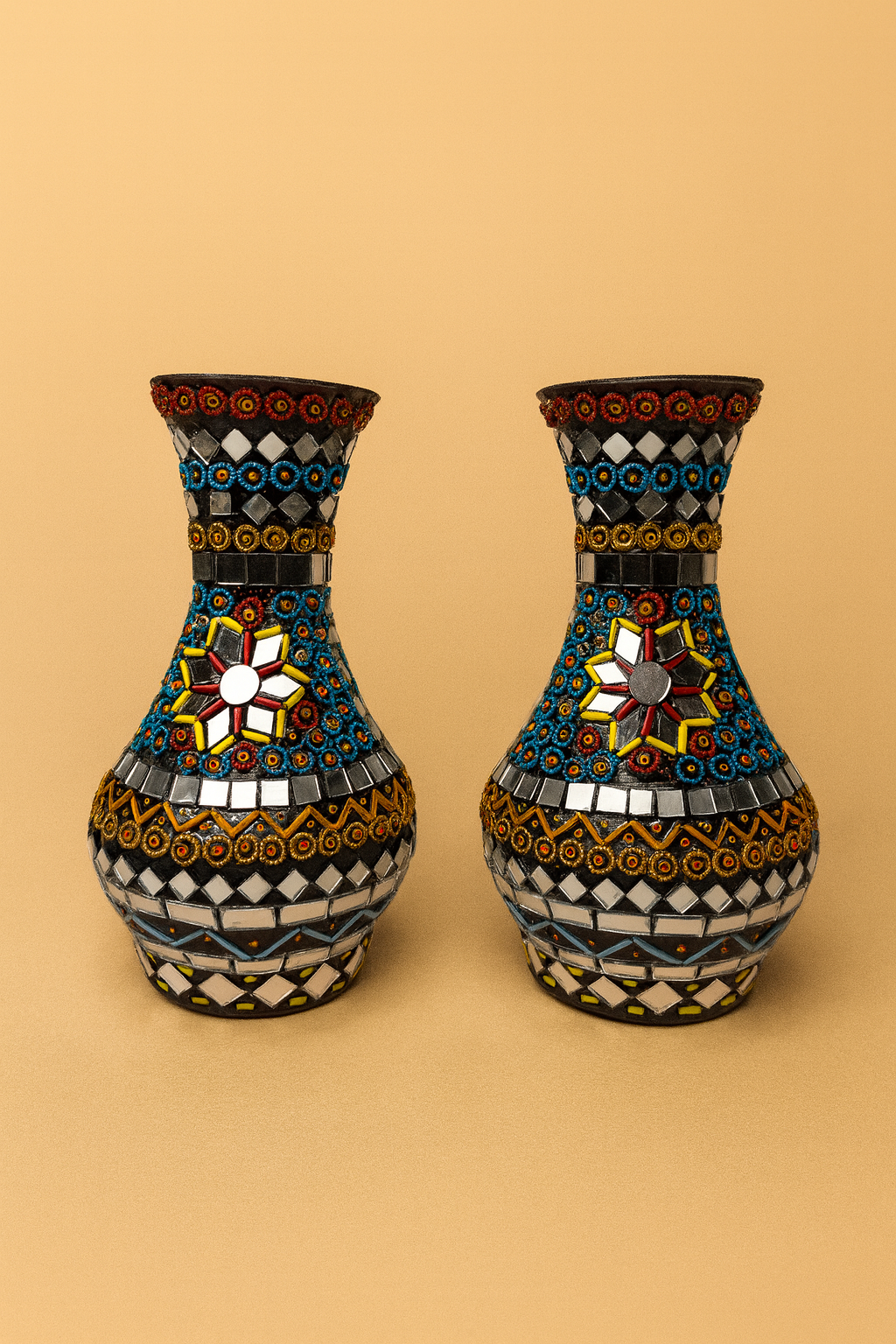 Handcrafted Mosaic  Vase Pair