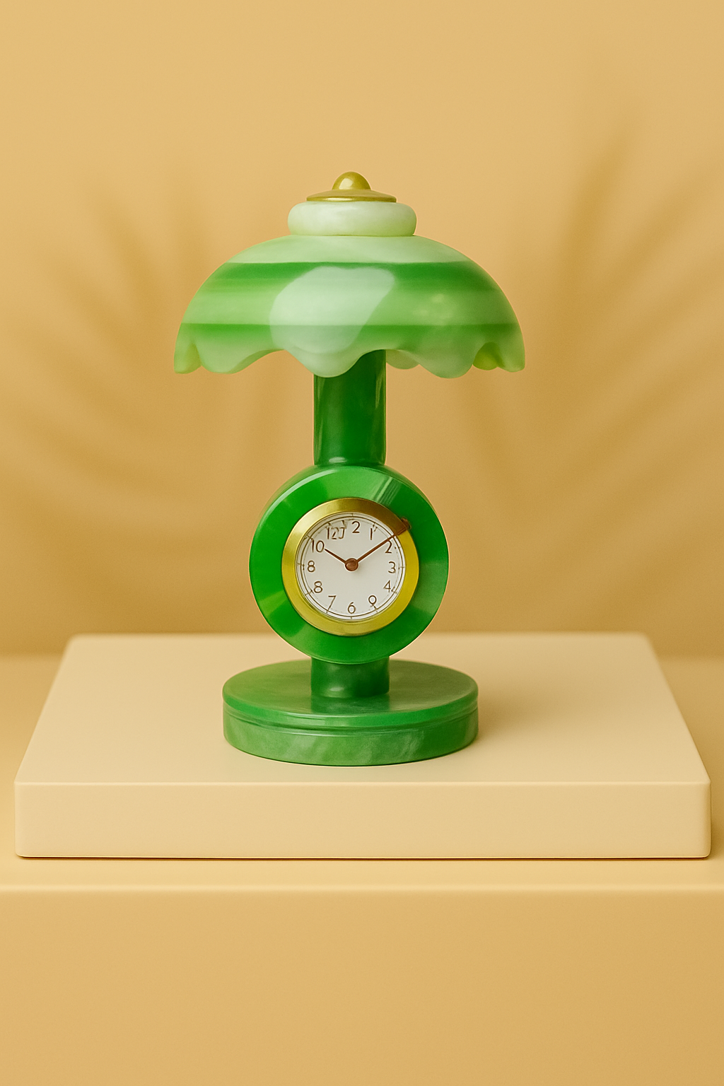 Victorian-Style Pink Onyx Timepiece Lamp