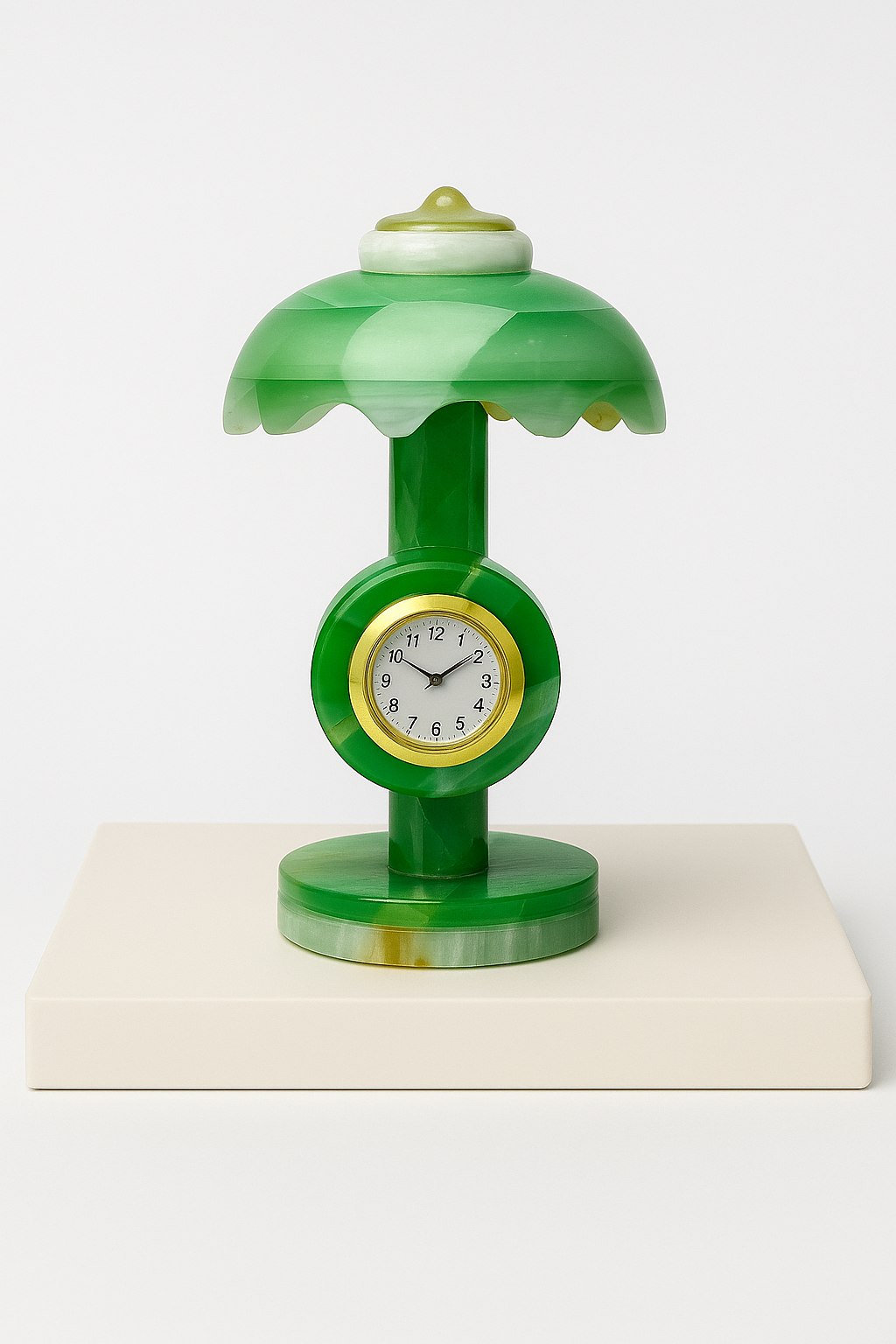 Victorian-Style Pink Onyx Timepiece Lamp