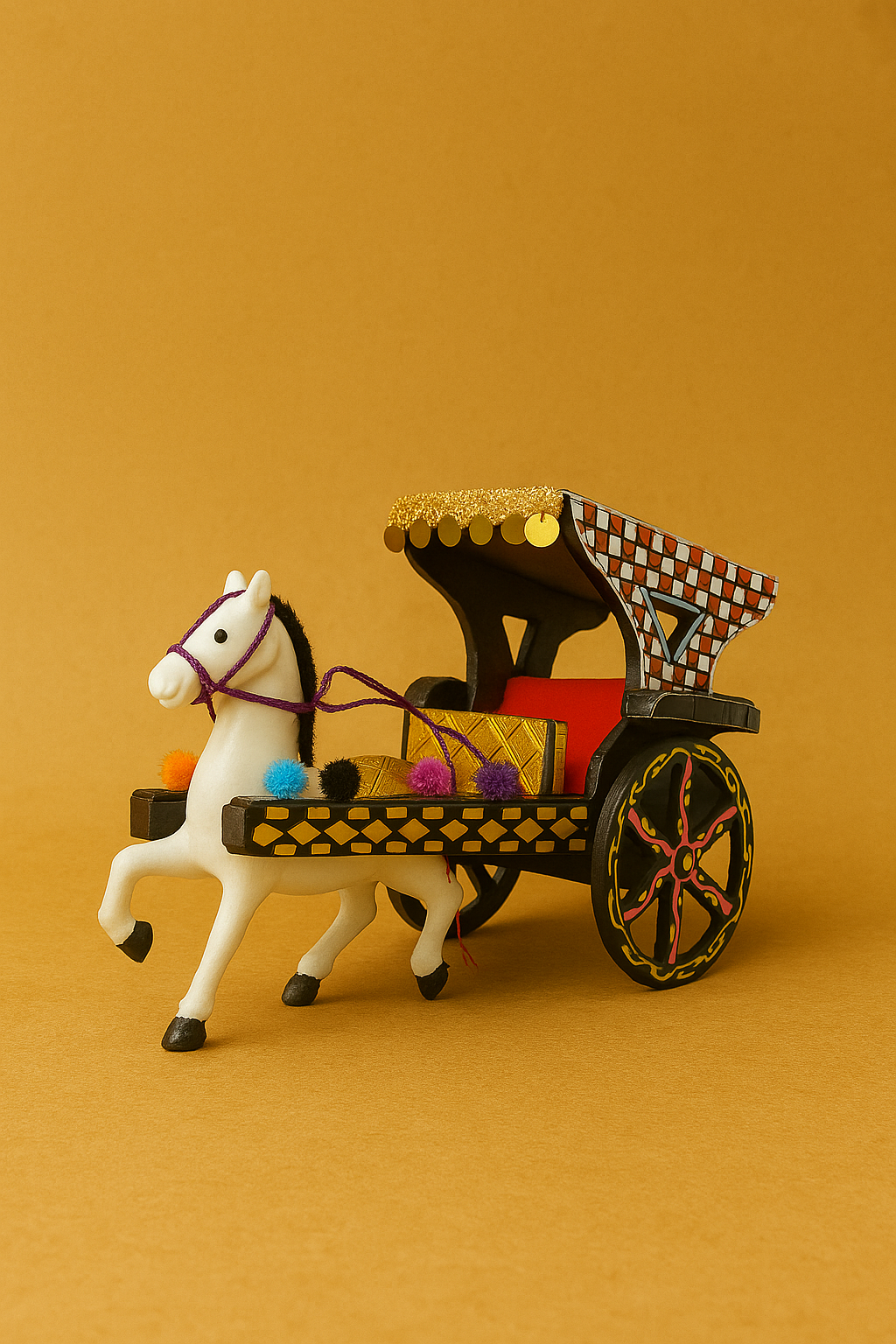Handcrafted Decorative Miniature Horse Carriage