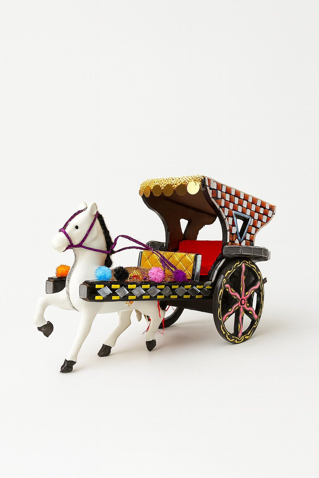 Handcrafted Decorative Miniature Horse Carriage