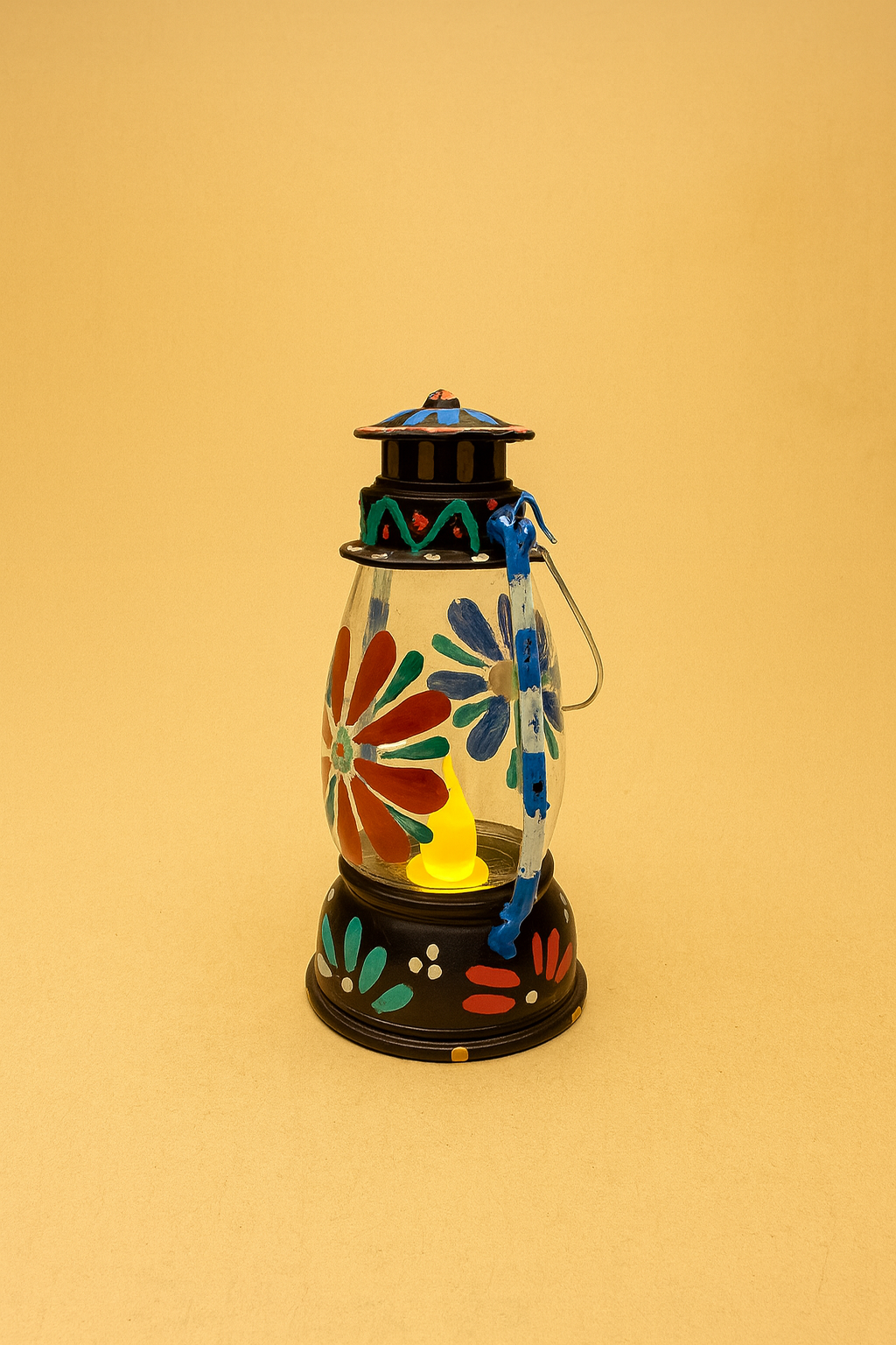 Hand-Painted Floral Lantern Light