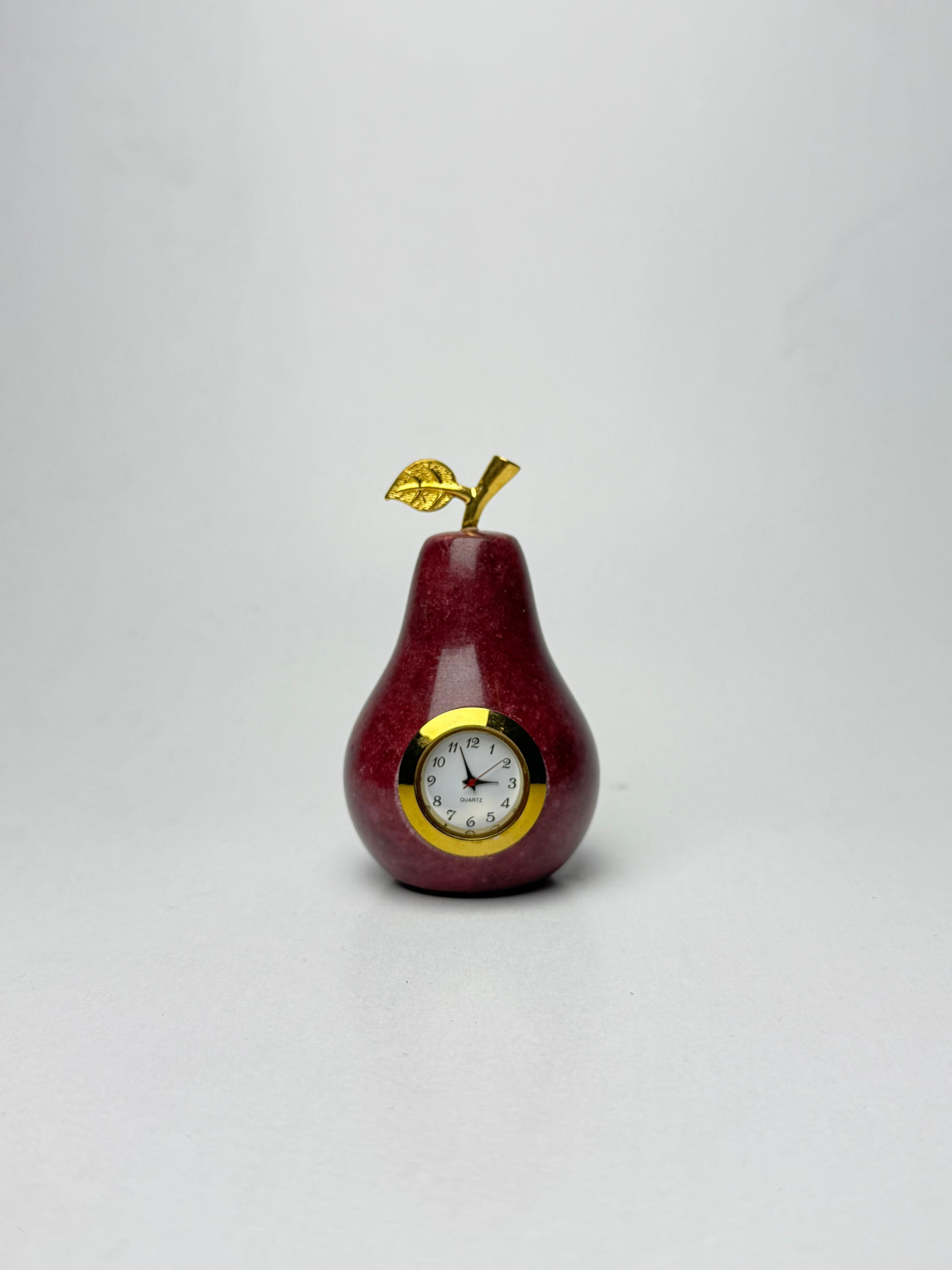Pear Luxe Table Clock – Azure & Gold