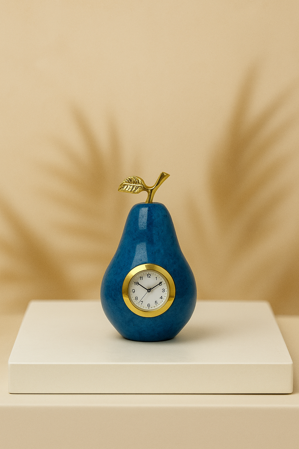 Pear Luxe Table Clock – Azure & Gold