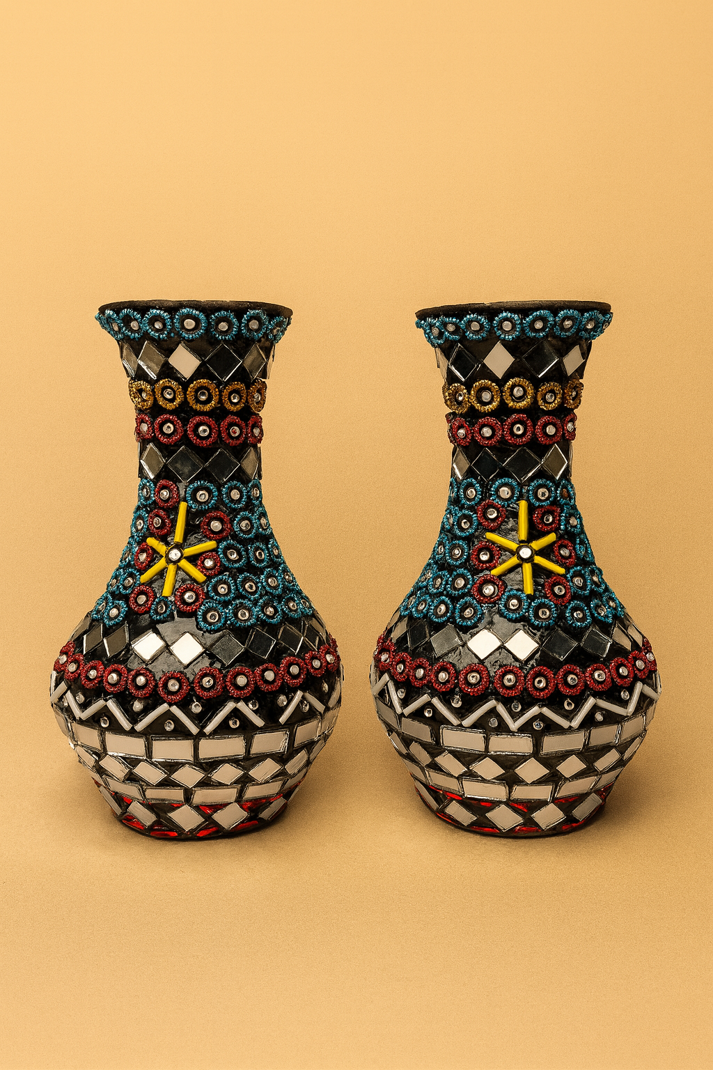 Handcrafted Mosaic  Vase Pair