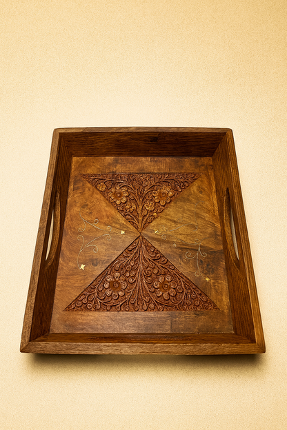 Handcrafted Wooden Serving Tray Set – 3 Pieces