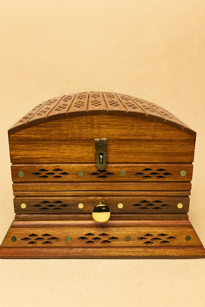 Handcrafted Wooden Jewelry Box – Two-Tier