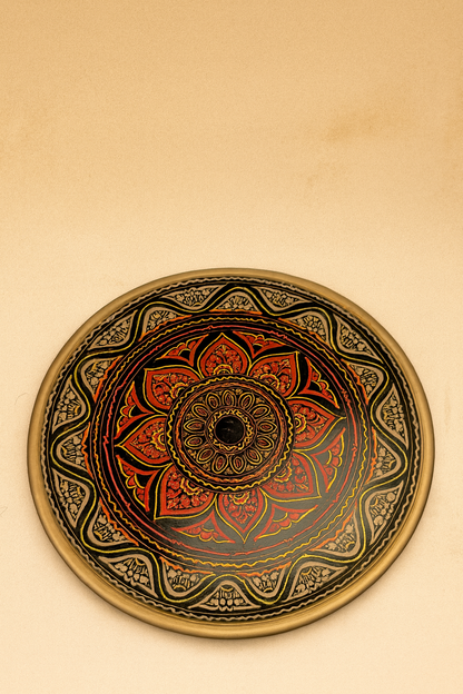 Hand-Painted Mandala Wooden Plate