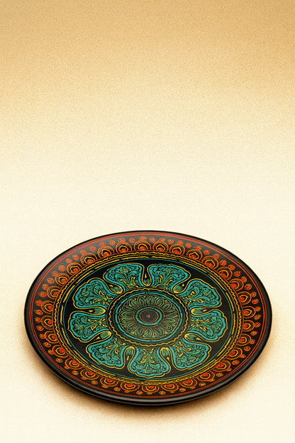 Hand-Painted Mandala Wooden Plate