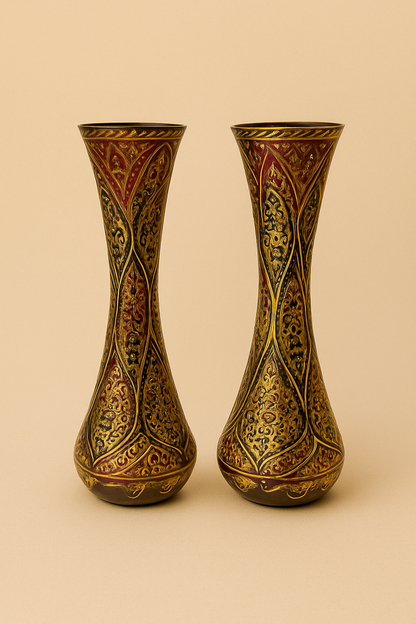 Ethnic Brass Vase Pair