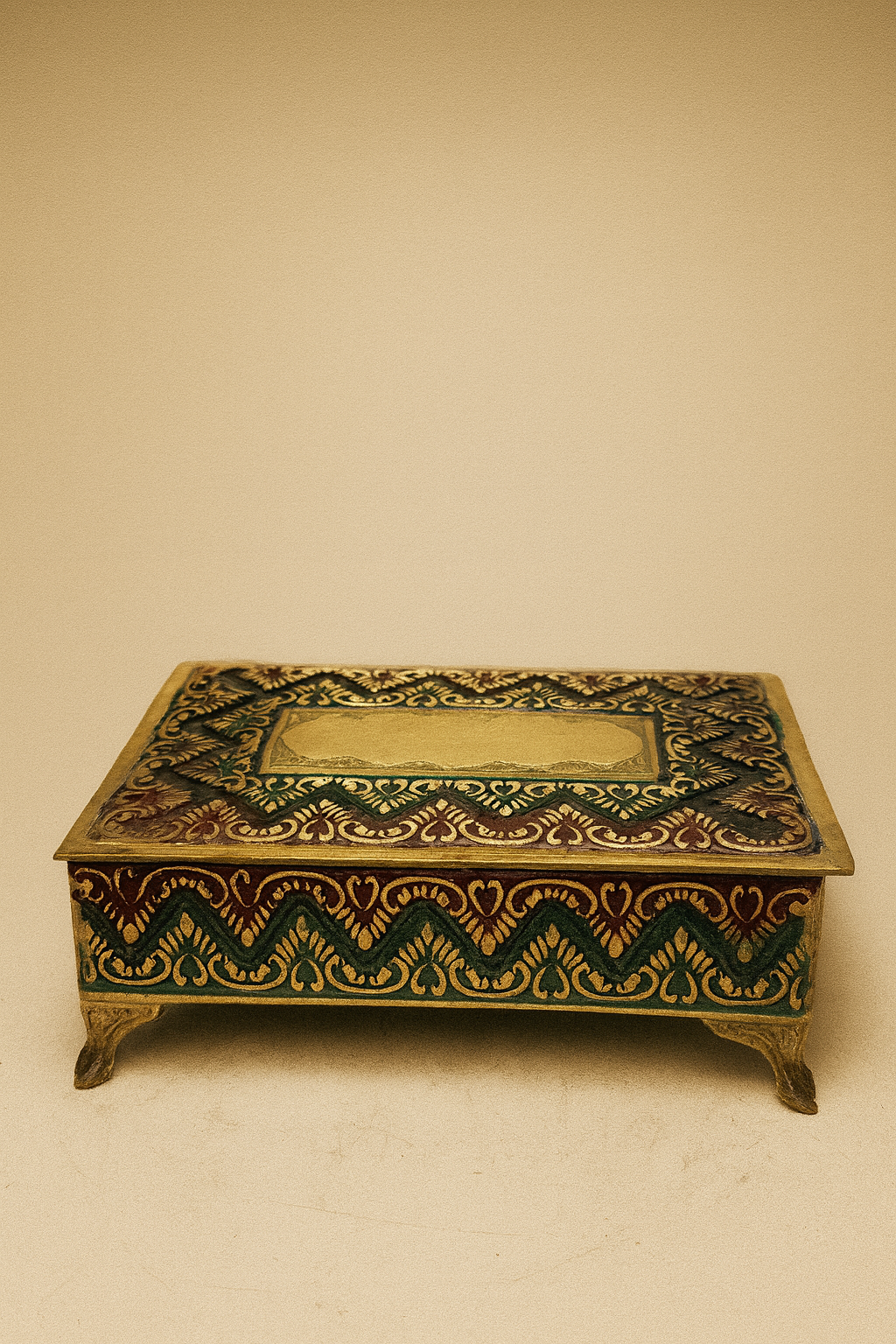 Regal Brass Velvet-Lined Keepsake Box