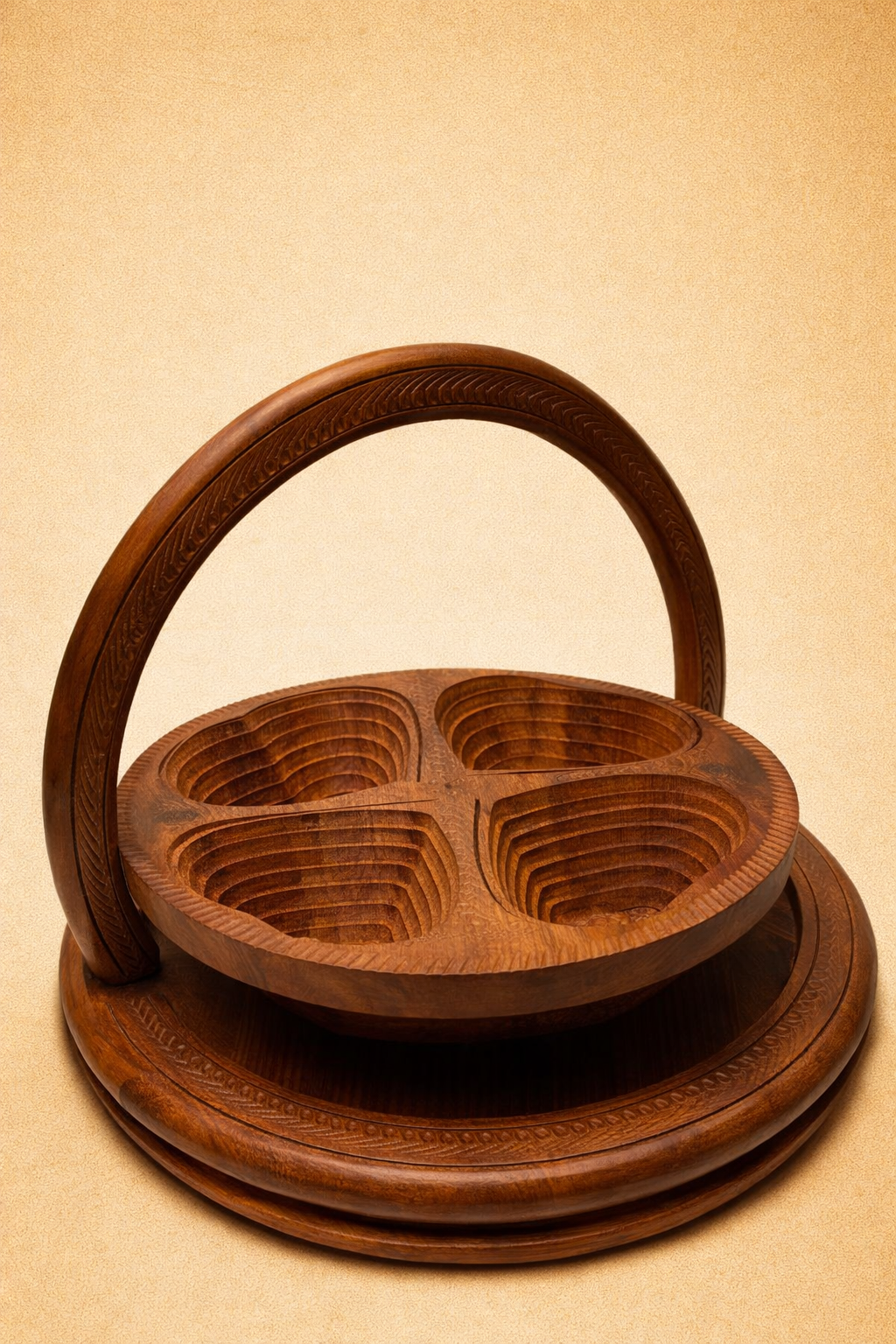 Handcrafted Wooden Basket Tray