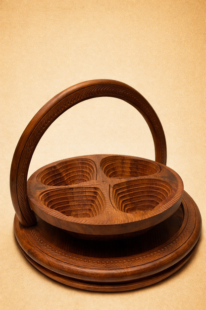 Handcrafted Wooden Basket Tray