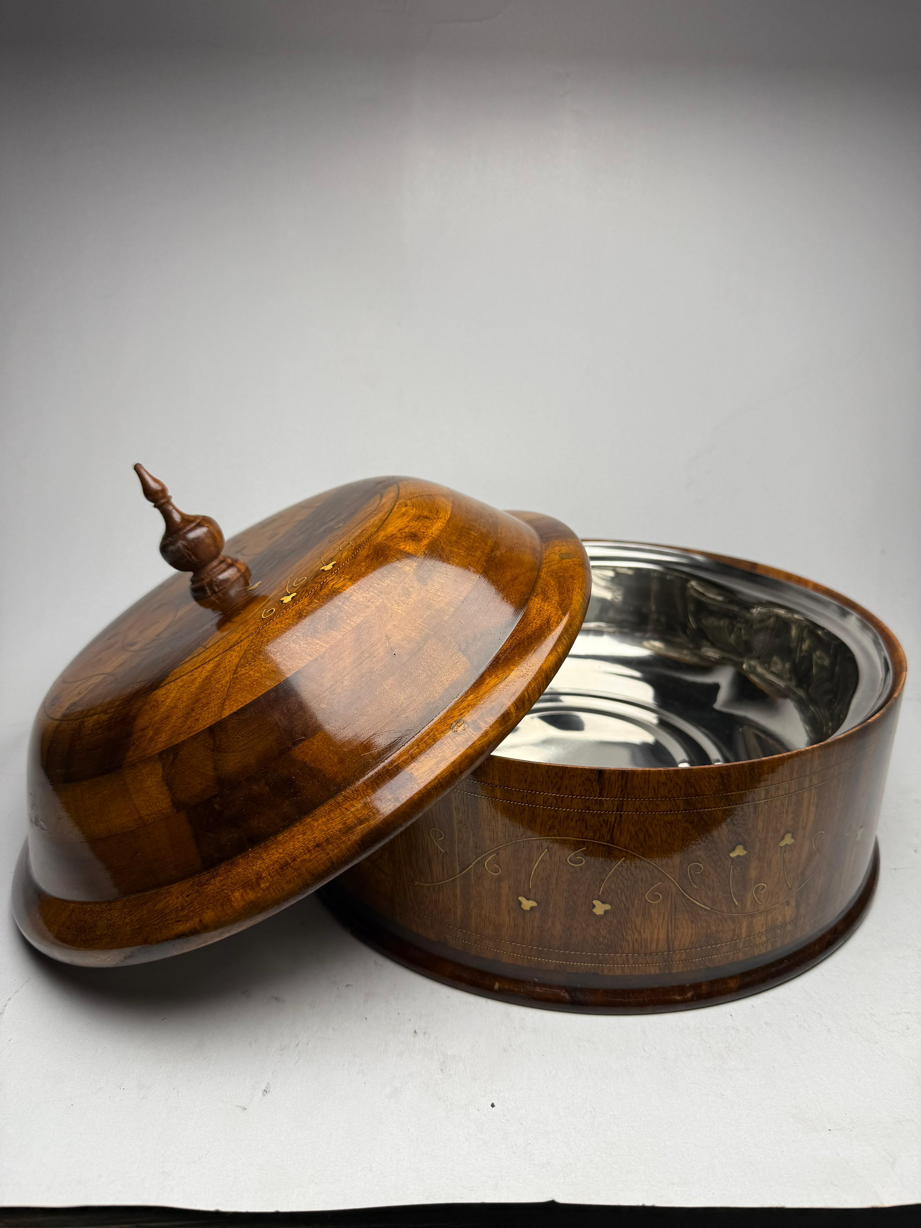 Handcrafted Wooden Serving Hotpot with Lid full size