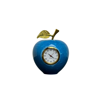 Luxury Onyx Apple Table Clock with Golden leaf