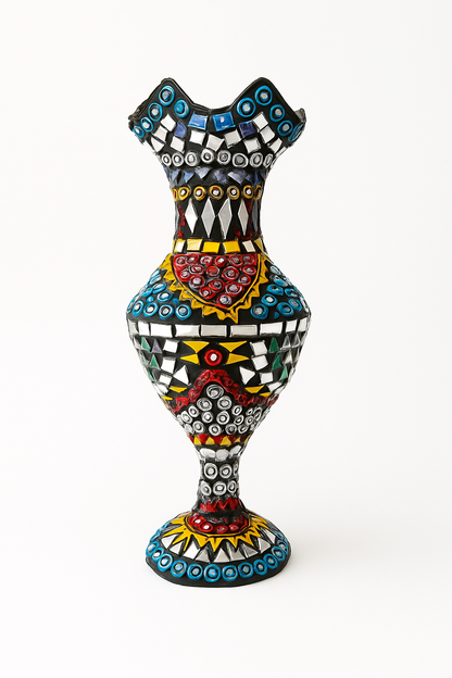 Handcrafted Mosaic Glass Vase – Multicolor Art Piece 2 pc