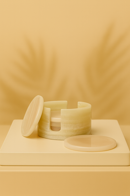 Marble Coaster Set with Holder – 6 Pieces