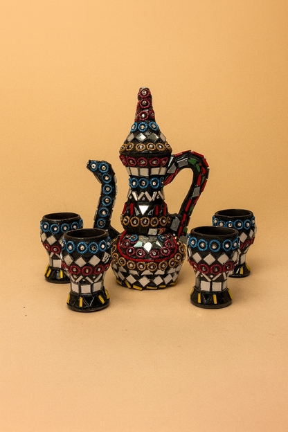 Mosaic Glass Tea Set – Handcrafted 6-Piece Elegance